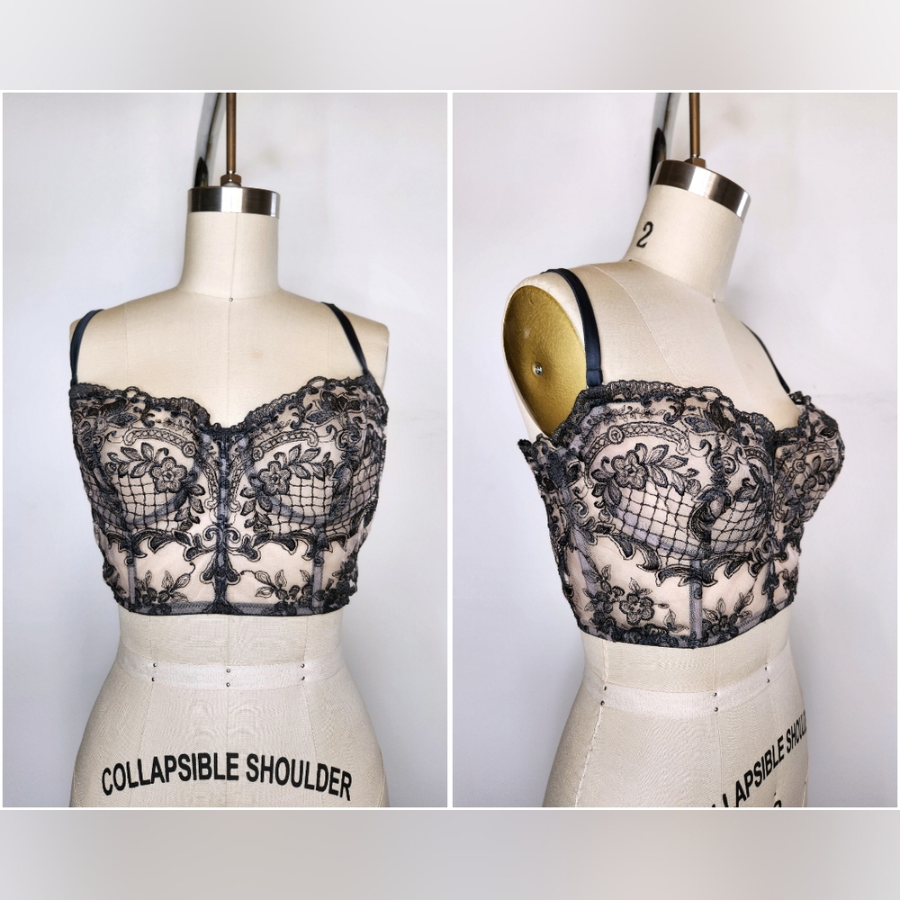 I.D. Sarrieri Green Lace Bustier 34C Sheer See through Sexy Used Once $600